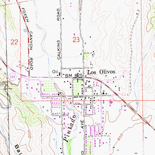 Topographic Map of Los Olivos, CA