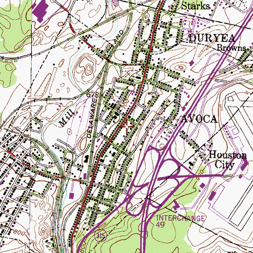 Topographic Map of Avoca Ambulance Station 12, PA