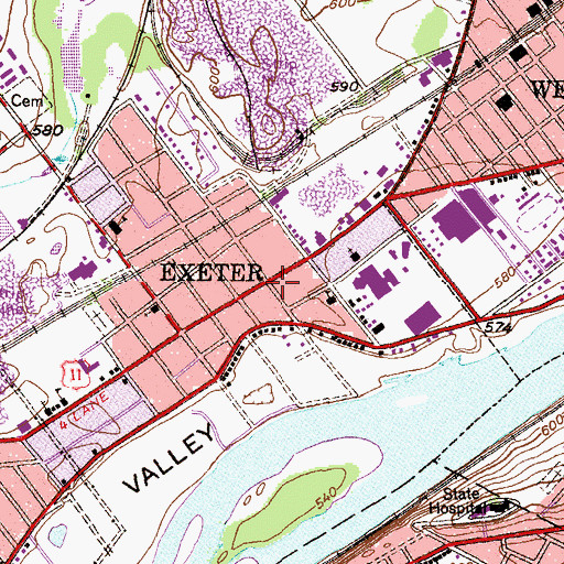 Topographic Map of Exeter Community Ambulance, PA