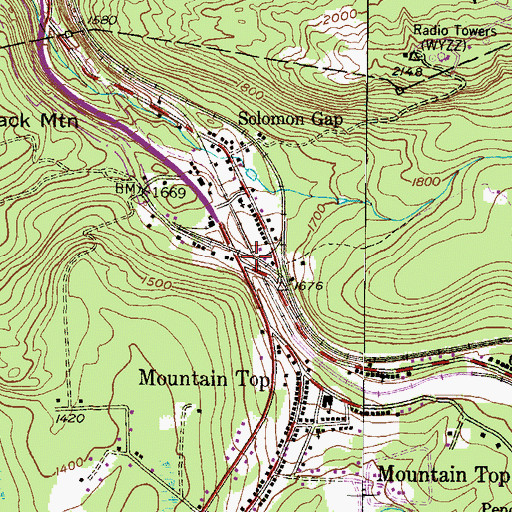 Topographic Map of Mountaintop Area Ambulance, PA