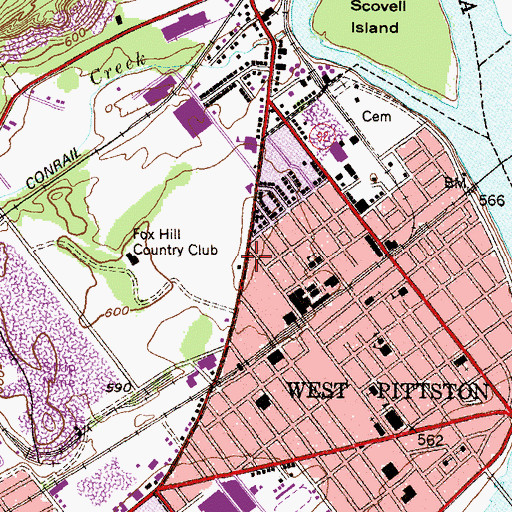 Topographic Map of West Pittston Community Ambulance, PA