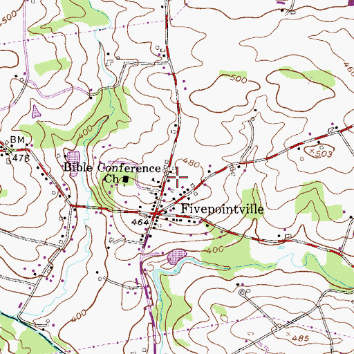Topographic Map of Fivepointville Ambulance Station 36, PA
