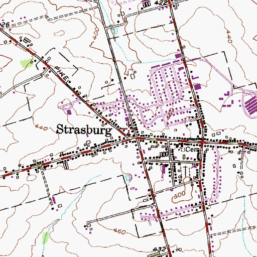 Topographic Map of Lancaster Emergency Medical Services Strasburg Station 56 - 6, PA