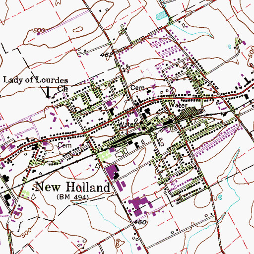 Topographic Map of New Holland Ambulance Association Station 37, PA