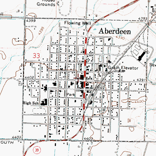 Topographic Map of Aberdeen Police Department, ID