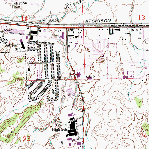 Topographic Map of Gallup Police Department, NM
