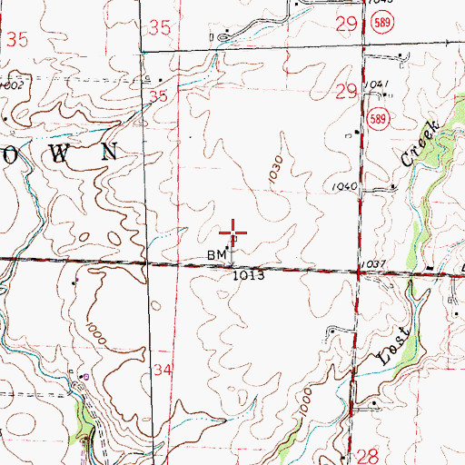 Topographic Map of Suber Farms, OH