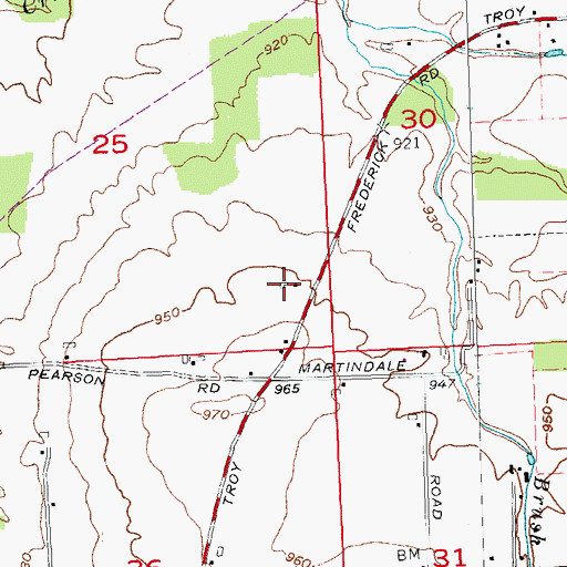 Topographic Map of Moore Farms, OH