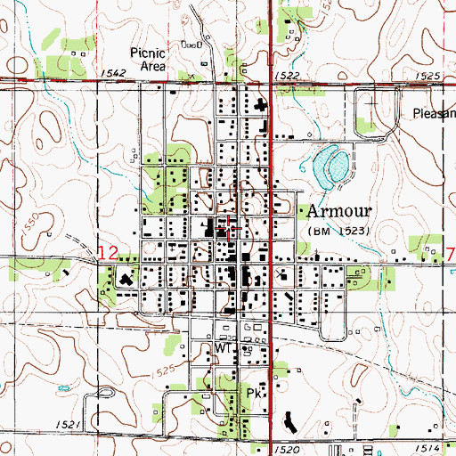 Topographic Map of Armour Public Library, SD