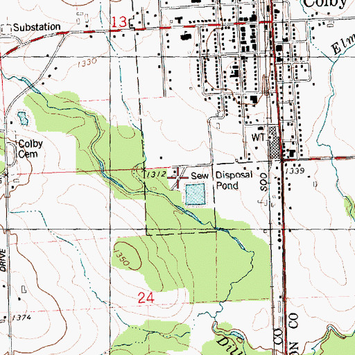 Topographic Map of Colby Wastewater Treatment Plant, WI