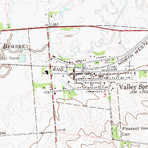 Topographic Map of Valley Springs Branch Library, SD