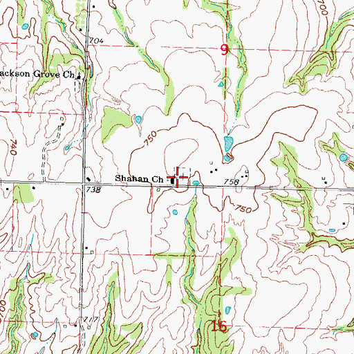 Topographic Map of Shahan Cemetery, OK