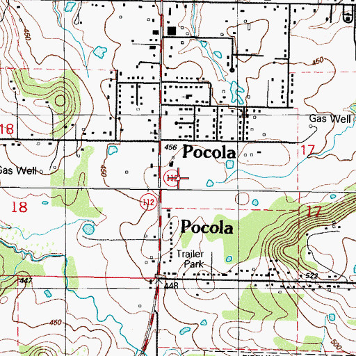 Topographic Map of Page Cemetery, OK