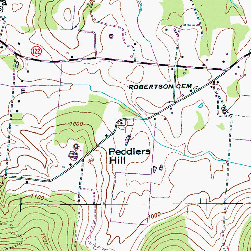 Topographic Map of Peddlers Hill Dairy, TN