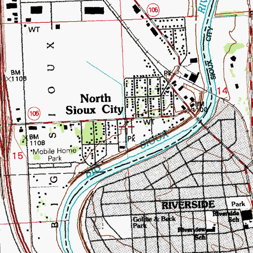 Topographic Map of North Sioux City City Hall, SD
