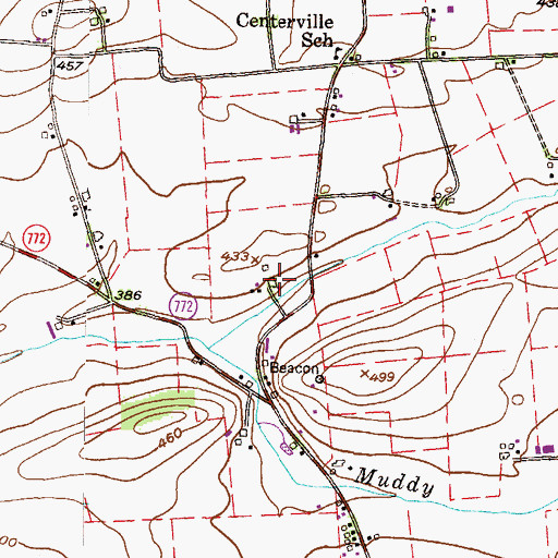 Topographic Map of Beacon Hollow Farm, PA