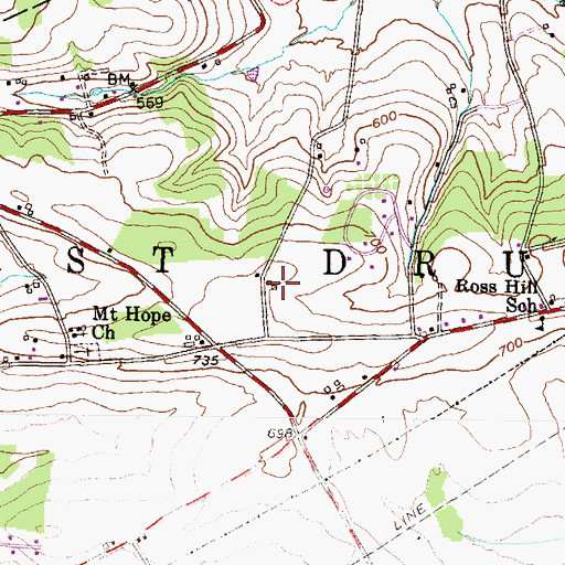 Topographic Map of Hope Valley Farms, PA