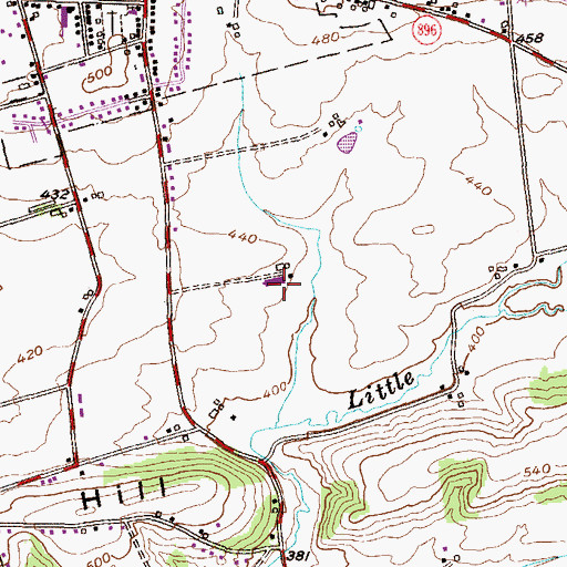 Topographic Map of Mellinger Farms, PA