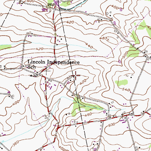 Topographic Map of Evergreen Farm, PA