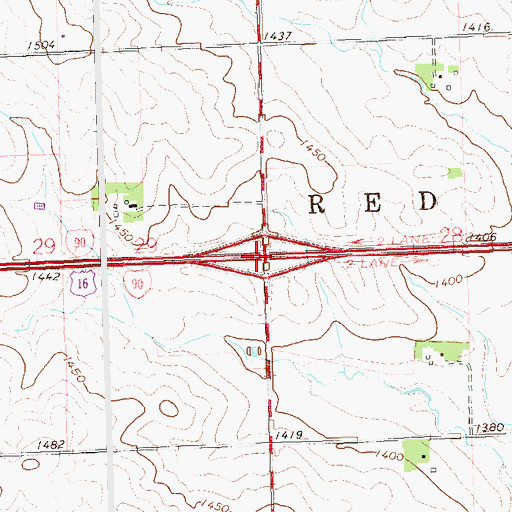 Topographic Map of Interchange 410, SD