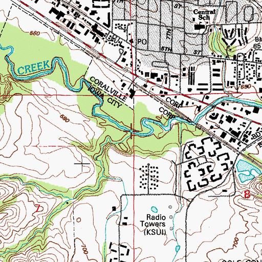 Topographic Map of Cardinal Creek, IA