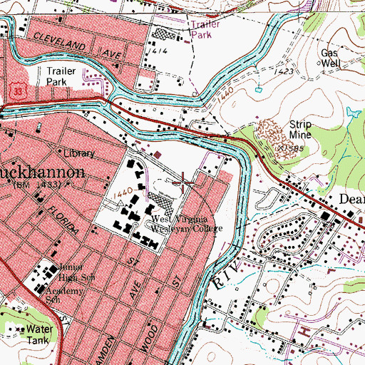Topographic Map of Hank Ellis Field, WV