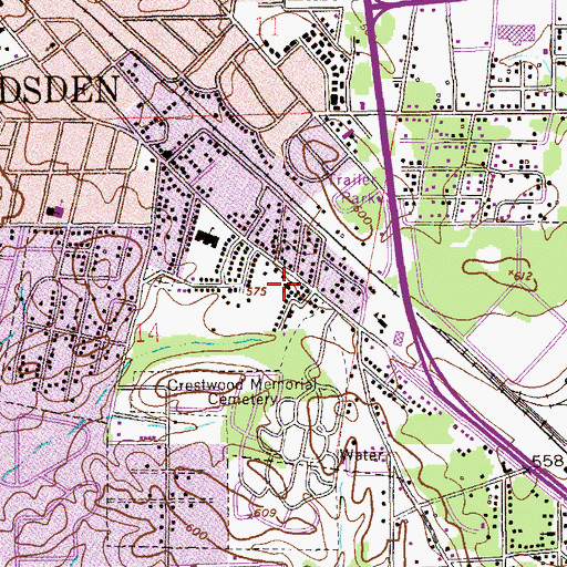 Topographic Map of Antioch Baptist Church, AL