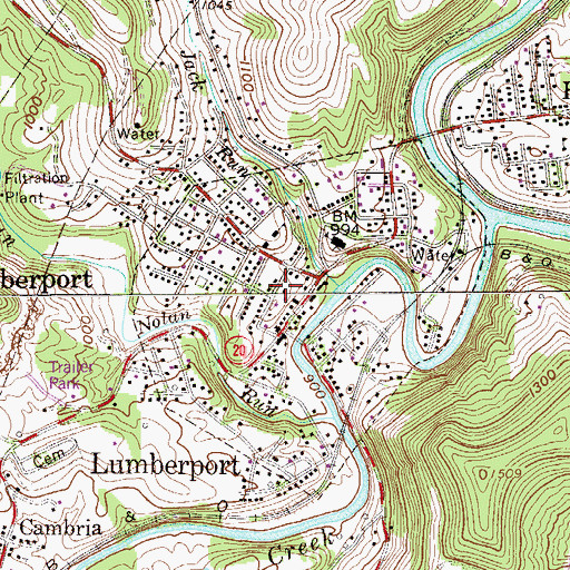 Topographic Map of Lumberport Police Department, WV