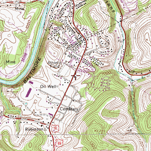 Topographic Map of West Virginia State Police Troop 1 - Headquarters, WV