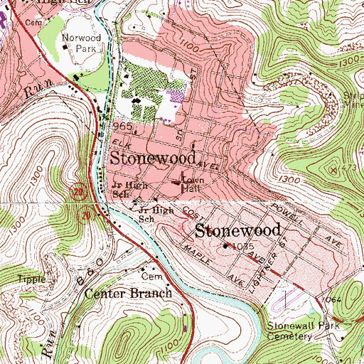 Topographic Map of Stonewood Police Department, WV