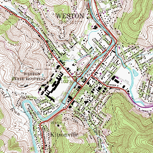 Topographic Map of Weston Police Department, WV