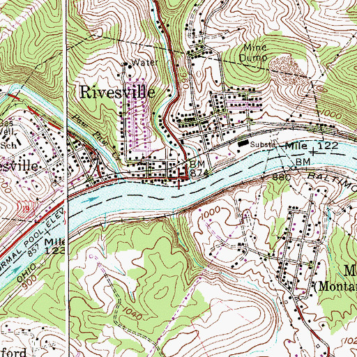 Topographic Map of Rivesville Police Department, WV