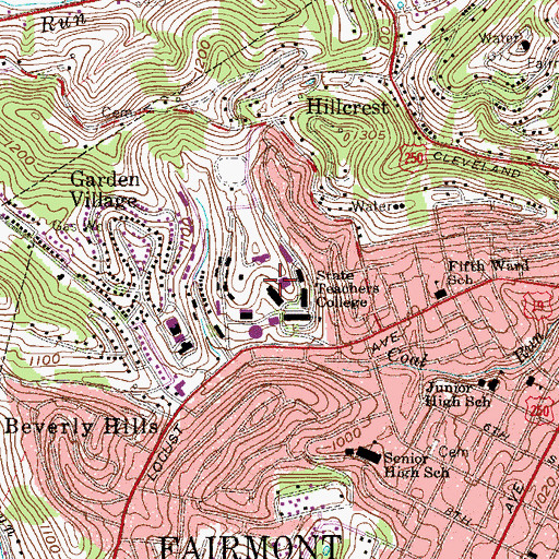 Topographic Map of Fairmont State Department of Public Safety, WV