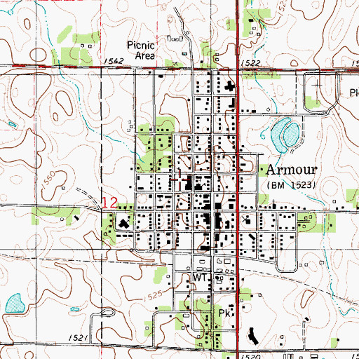 Topographic Map of Armour Elementary School, SD