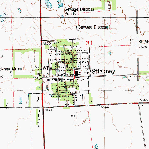 Topographic Map of Stickney High School, SD