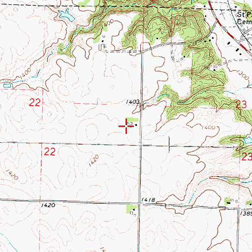 Topographic Map of Boe Farm, IA