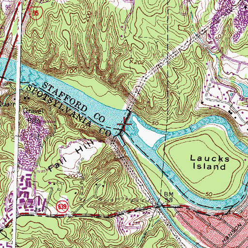 Topographic Map of John W. Warner Rapids, VA
