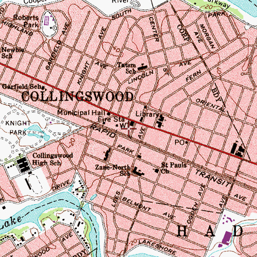 Topographic Map of Collingswood Police Department, NJ