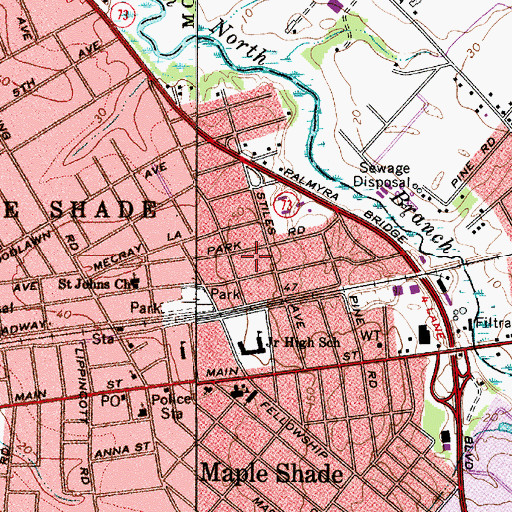 Topographic Map of Maple Shade Police Department, NJ