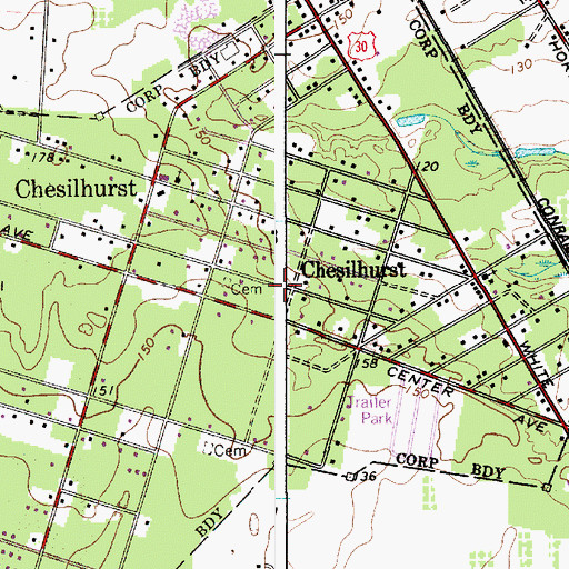 Topographic Map of Chesilhurst Police Department, NJ