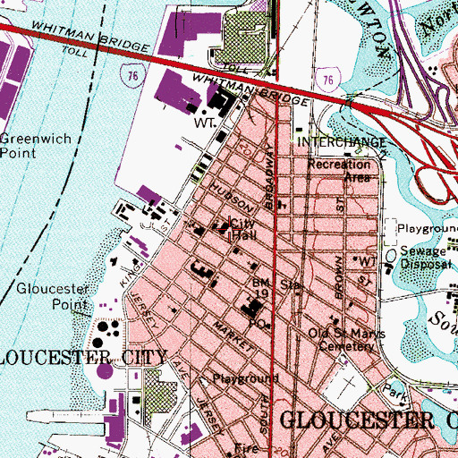 Topographic Map of Gloucester Police Dept, NJ