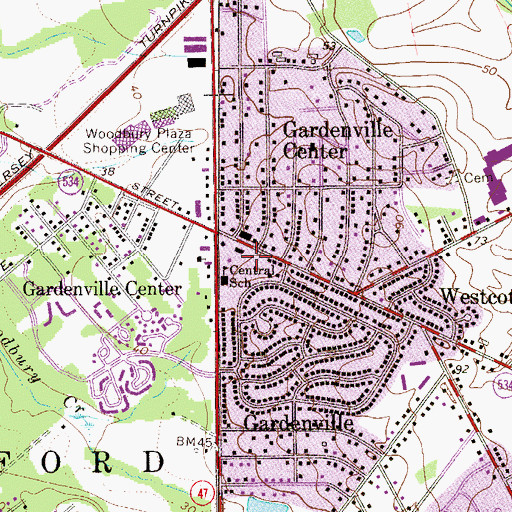 Topographic Map of Deptford Township Police Department, NJ