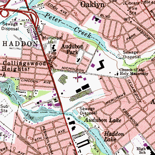 Topographic Map of Audubon Police Department, NJ