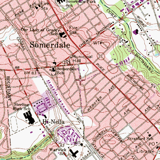 Topographic Map of HI-NELLA Police Department, NJ