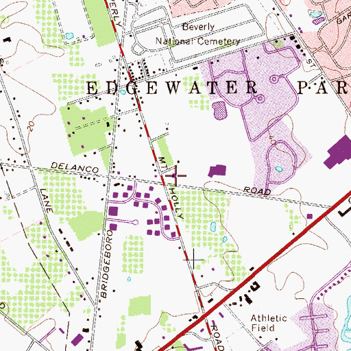 Topographic Map of Edgewater Park Police Department, NJ