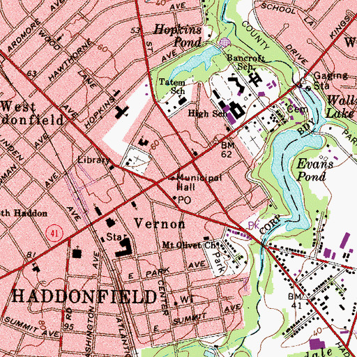 Topographic Map of Haddonfield Police Department, NJ