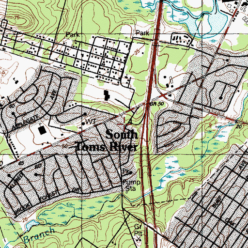 Topographic Map of South Toms River Police Department, NJ