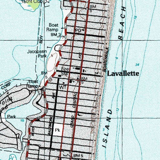 Topographic Map of Lavallette Police Department, NJ