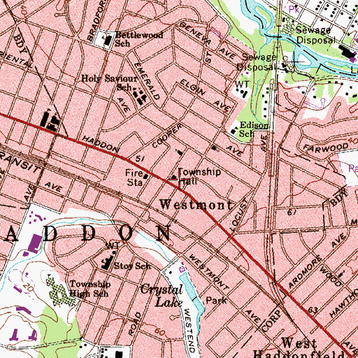 Topographic Map of Haddon Township Police Department, NJ
