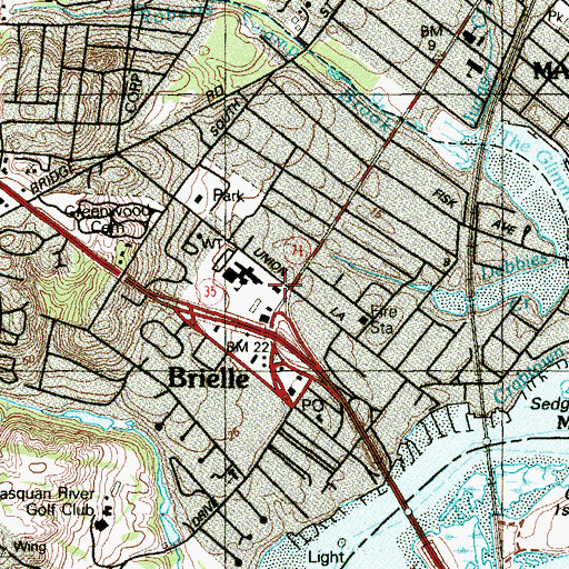 Topographic Map of Brielle Police Department, NJ